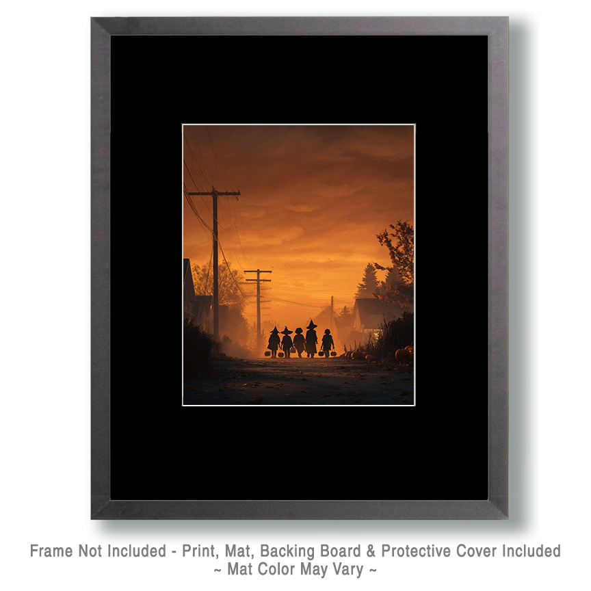 Trick or Treaters Heading Home Halloween Art Print - 8"x10" Artwork for 12"x14" Frame