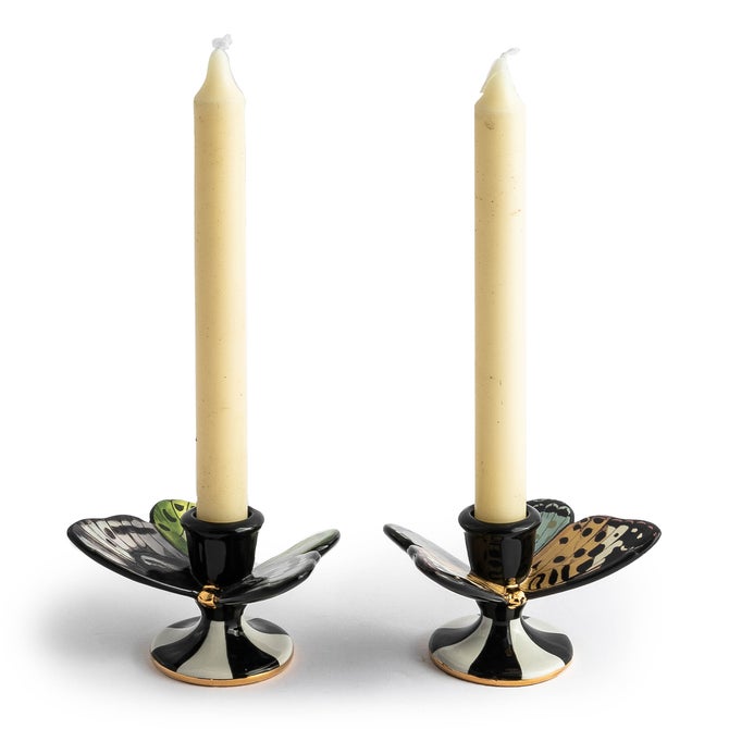 Butterfly Toile Candle Holders, Set of 2
