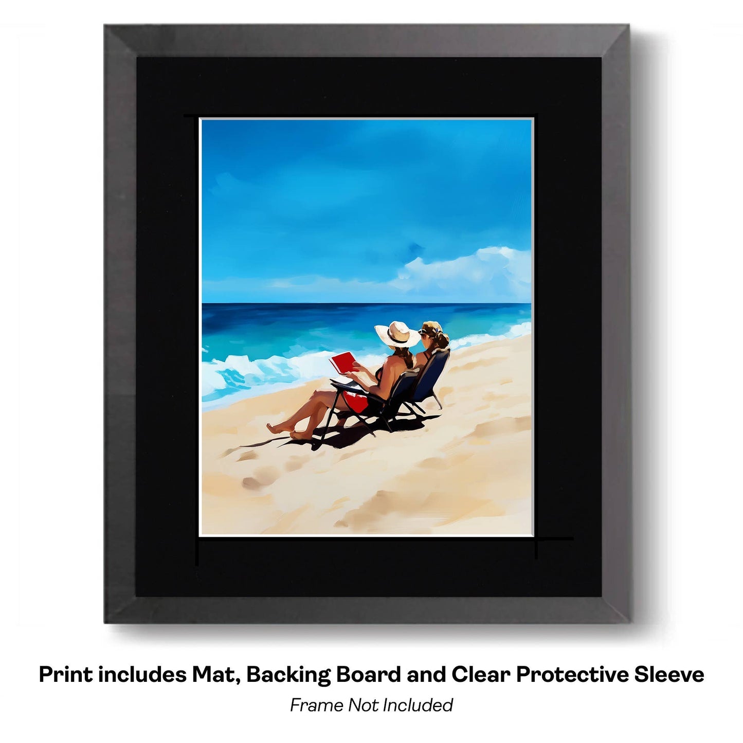 Oblivious Reader at the Beach 8”x10” Art Print
