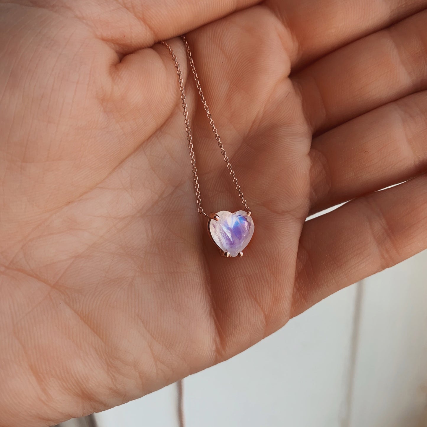 Moonstone Faceted Heart Solitaire Necklace