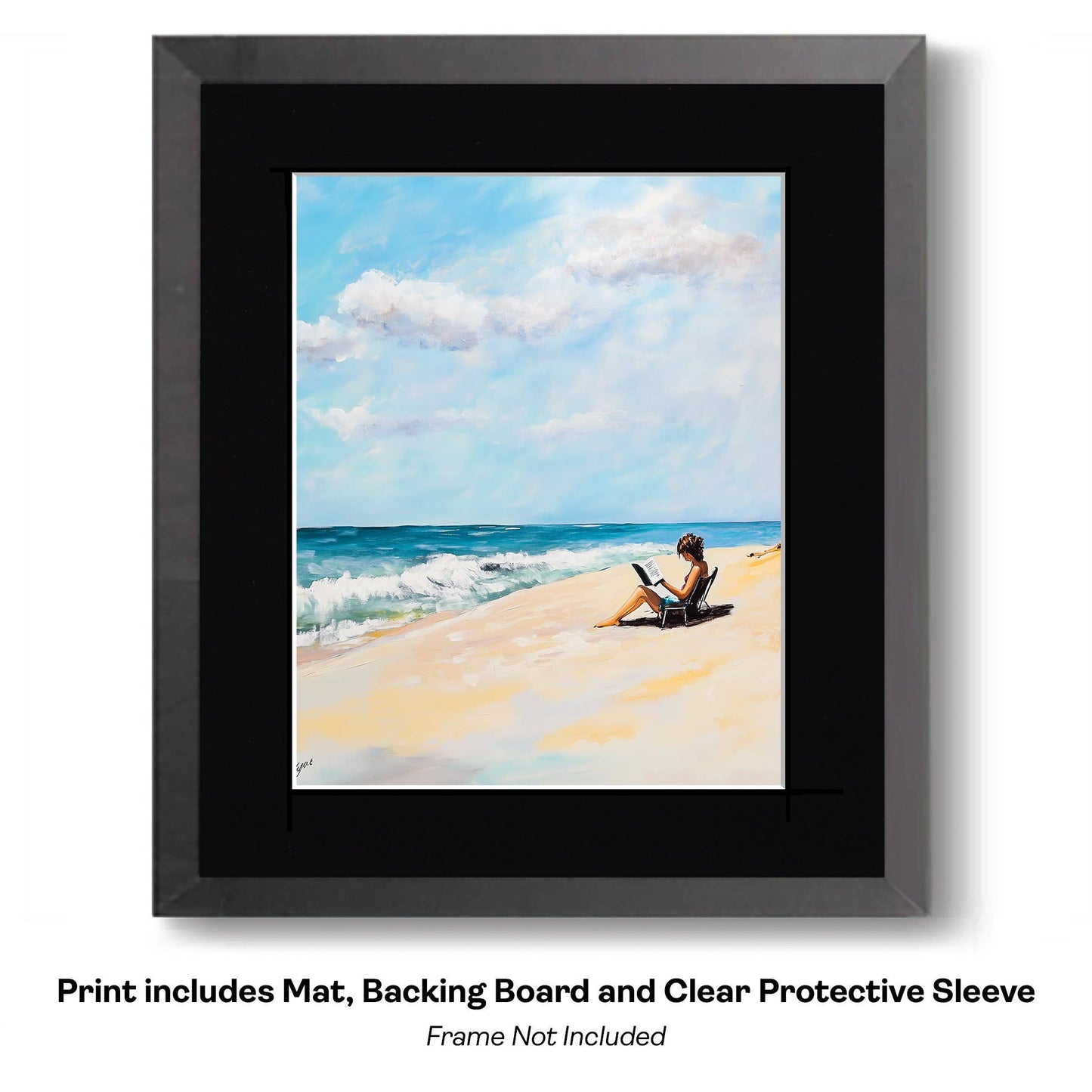 Oblivious Reader at the Beach 8”x10” Art Print