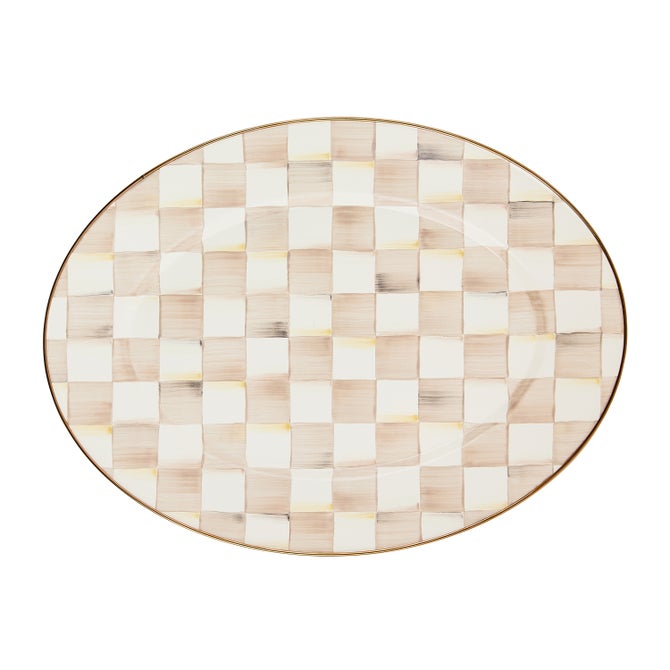 Mocha Check Medium Oval Platter
