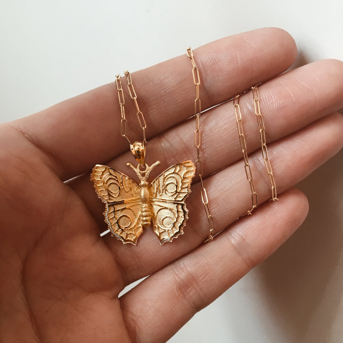 Solid Gold Butterfly Necklace