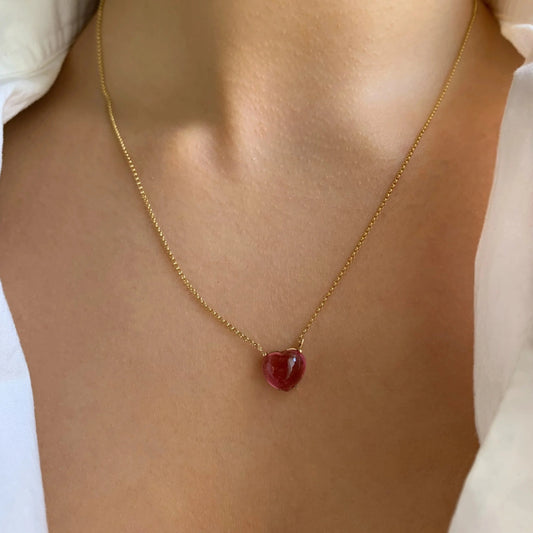 Small Solitaire Pink Tourmaline Necklace