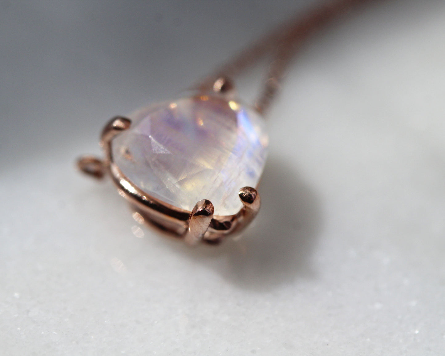 Moonstone Faceted Heart Solitaire Necklace