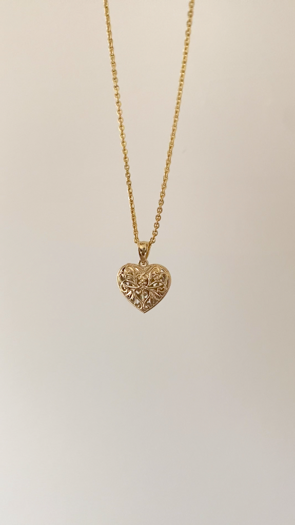 Two Tone Reversible Gold Heart Necklace