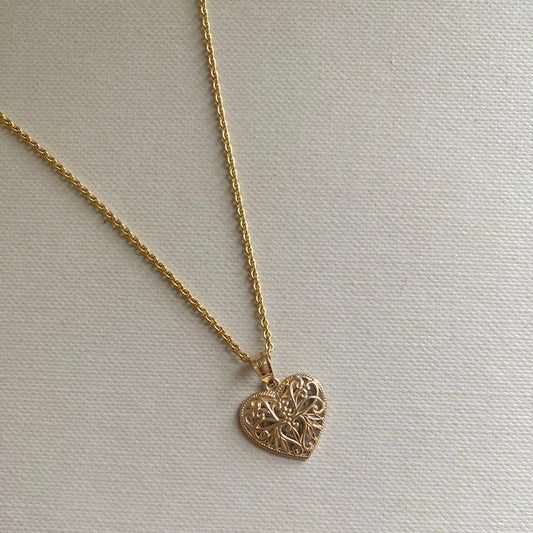 Two Tone Reversible Gold Heart Necklace