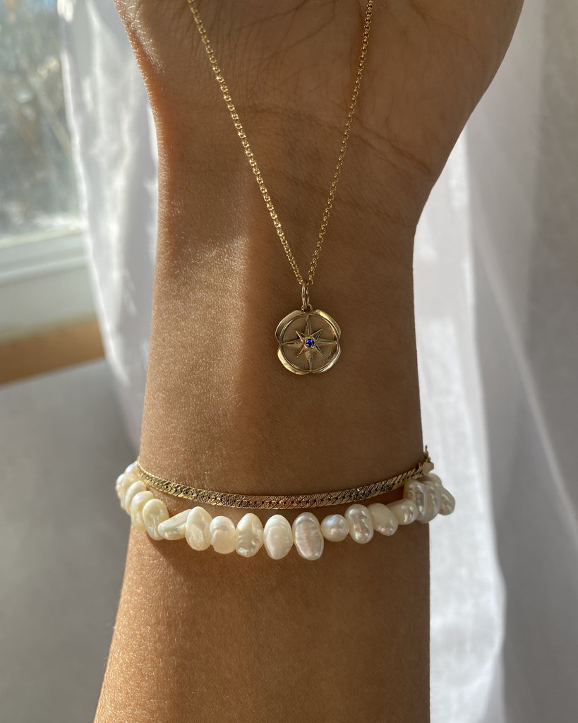 Mini Compass Birthstone Charm Necklace - 14K & 18K Gold