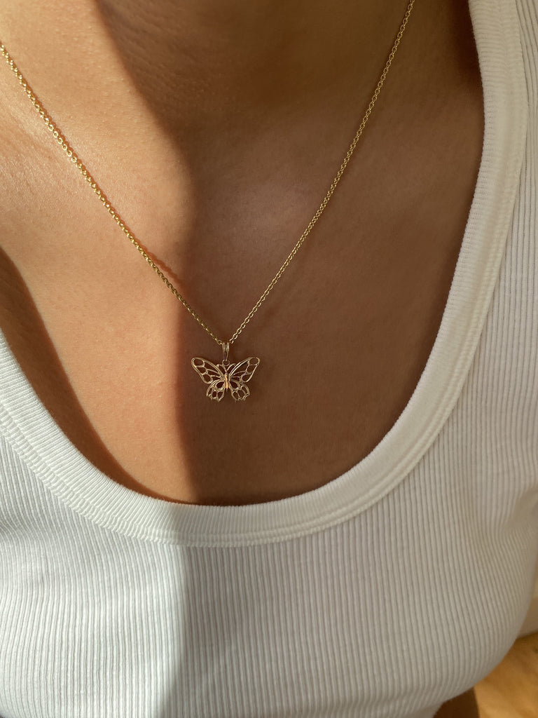 Gold Filigree Butterfly Necklace