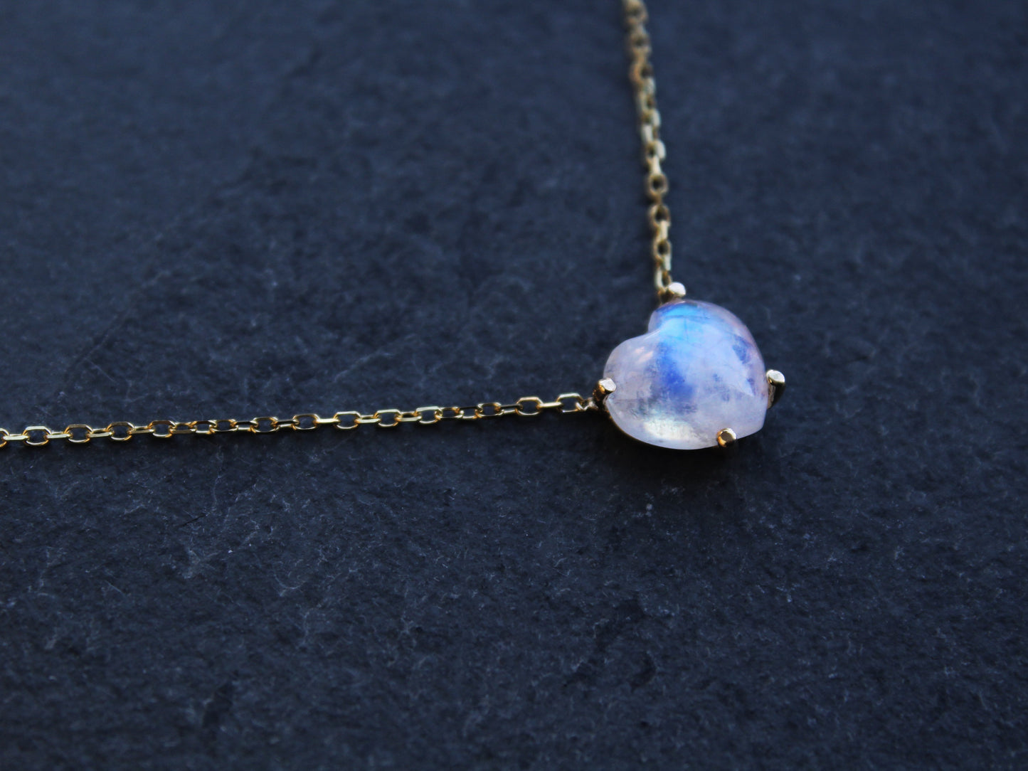 Moonstone Cabochon Heart Solitaire Necklace