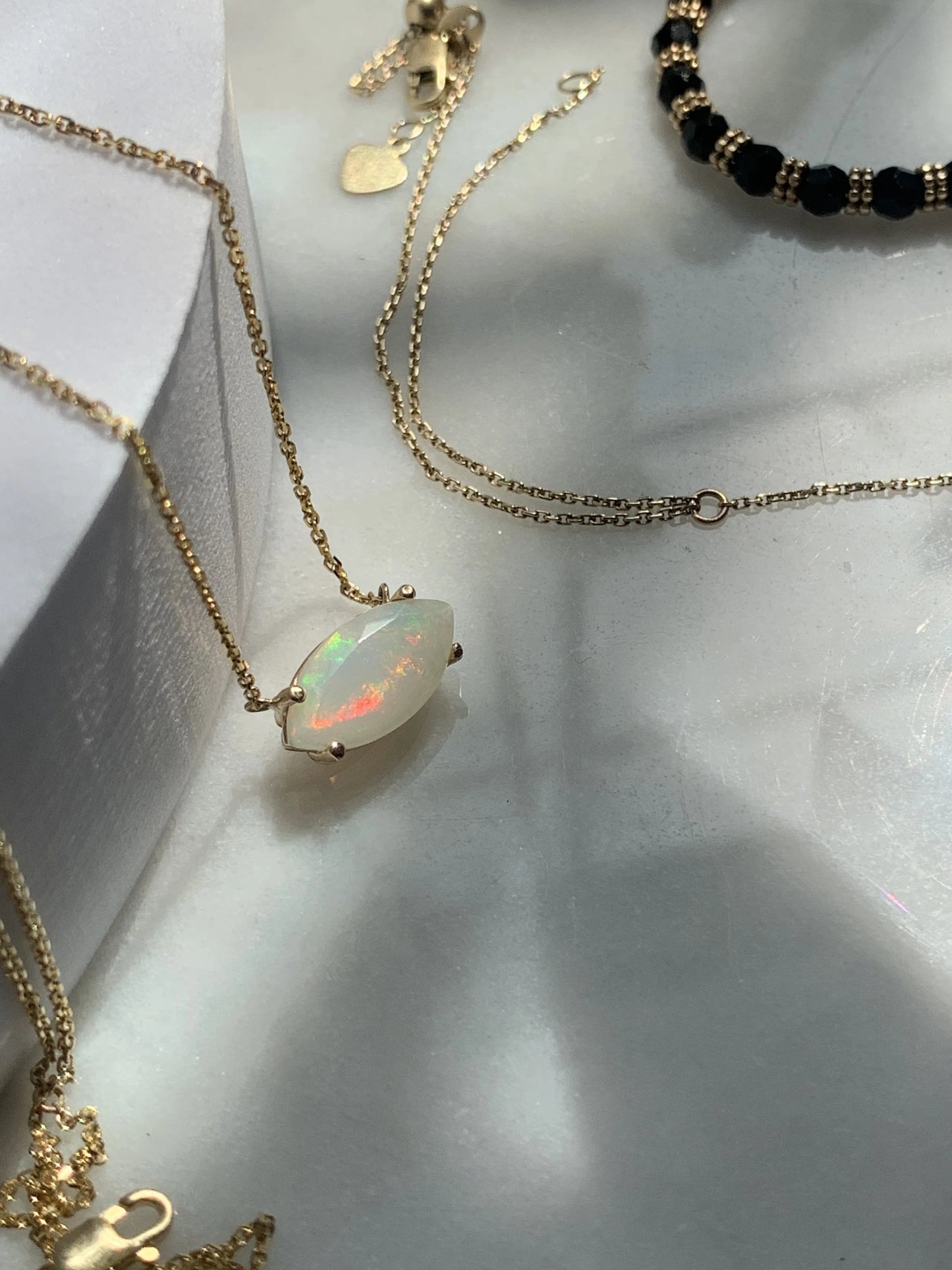 Marquise Opal Solitaire Necklace