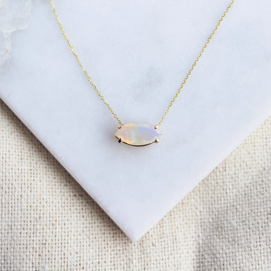 Marquise Opal Solitaire Necklace