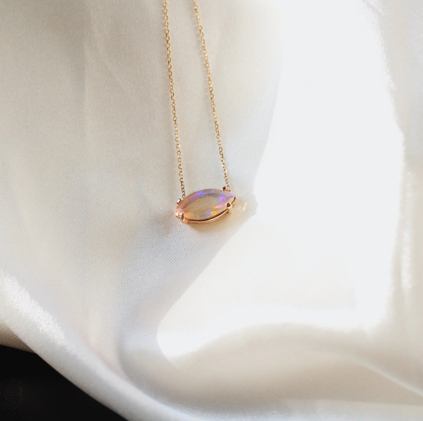 Marquise Opal Solitaire Necklace