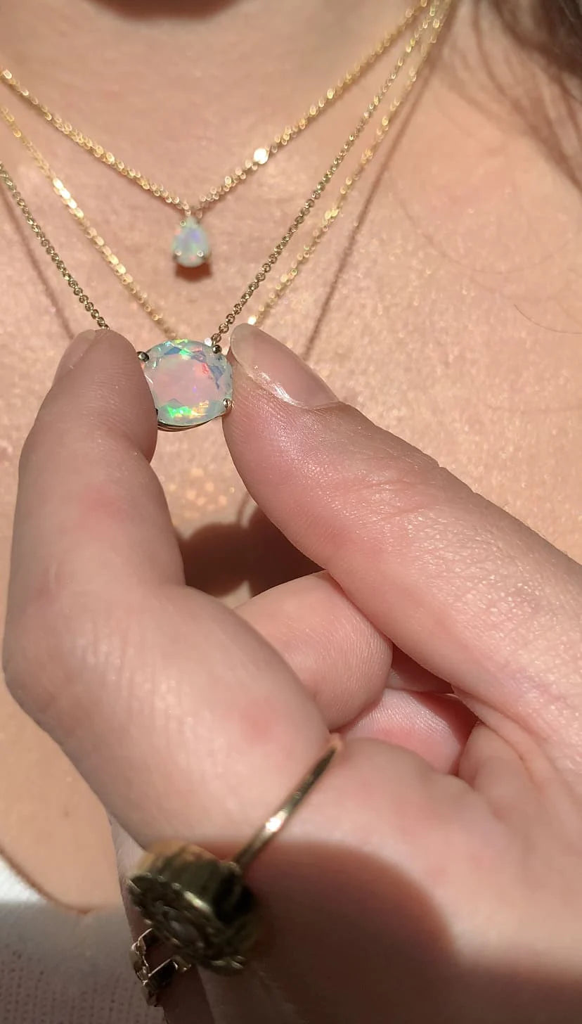 Oval Opal Solitaire Necklace