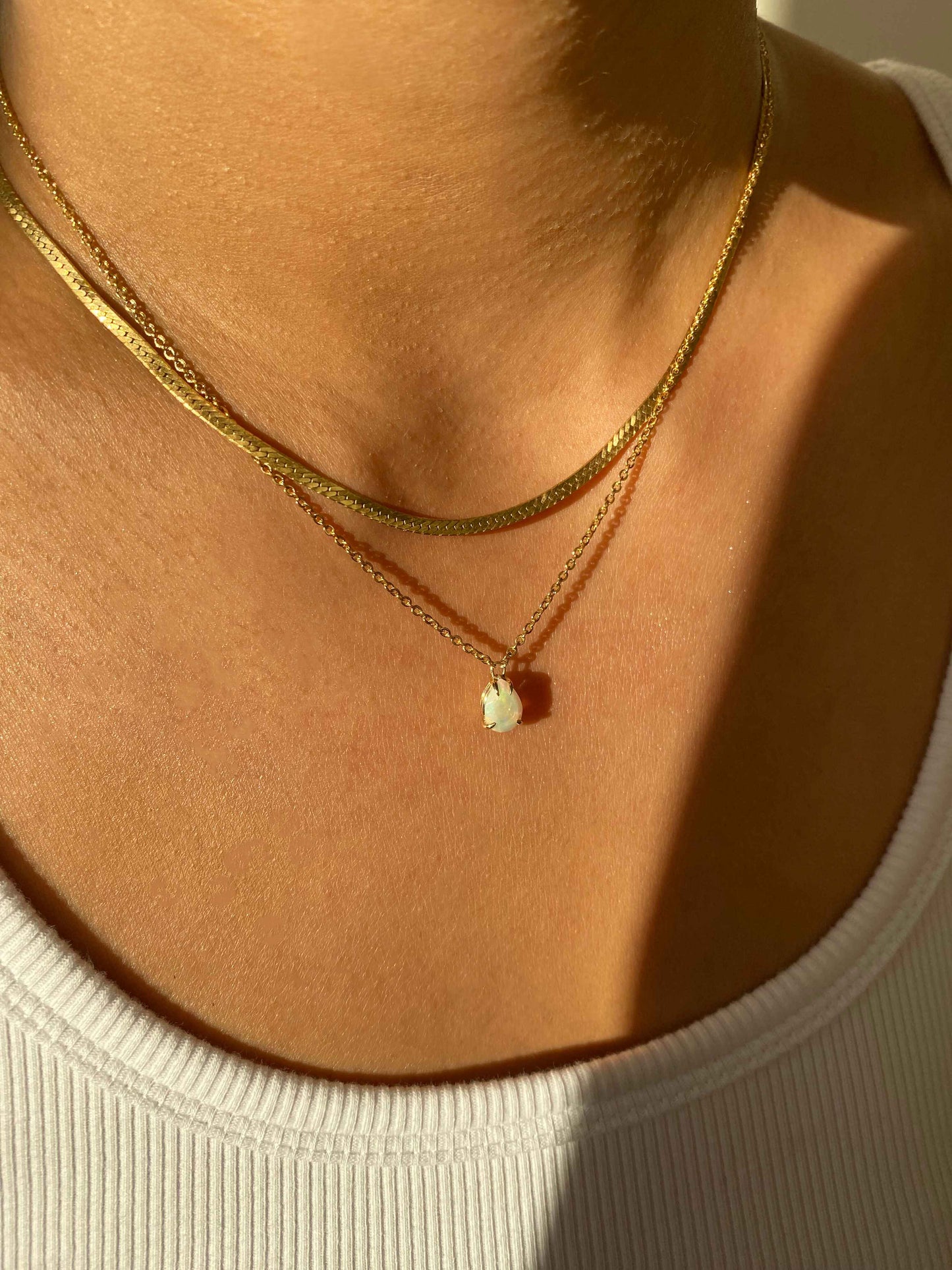 Pear Opal Solitaire Necklace