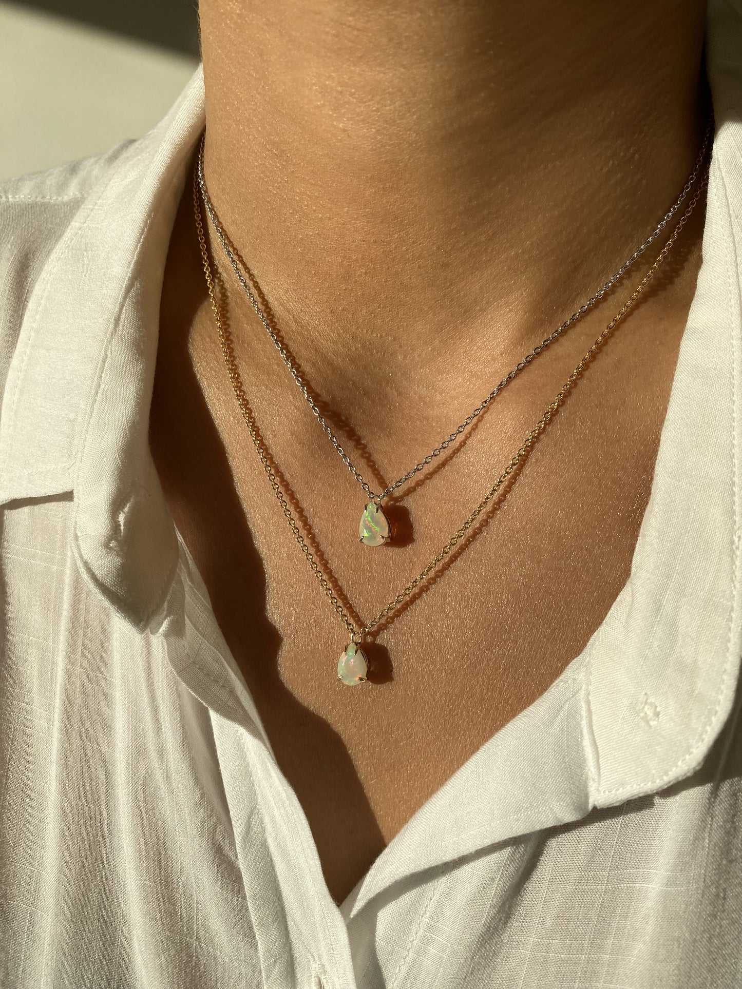 Pear Opal Solitaire Necklace