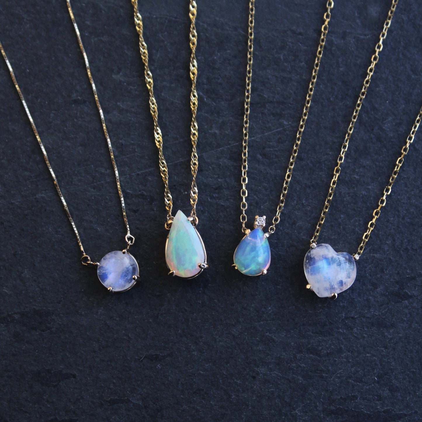 Moonstone Cabochon Heart Solitaire Necklace
