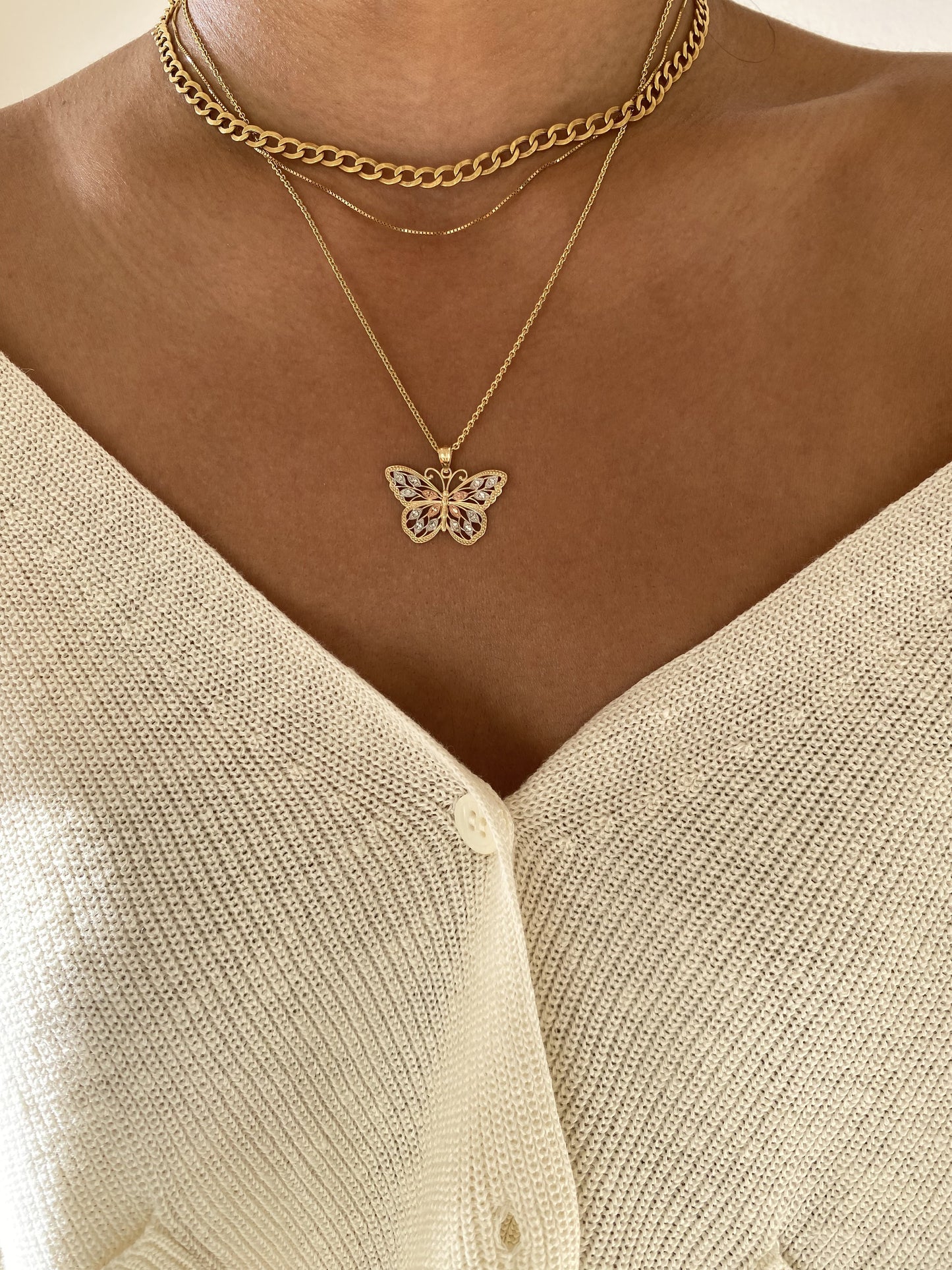Yellow Gold Butterfly Necklace