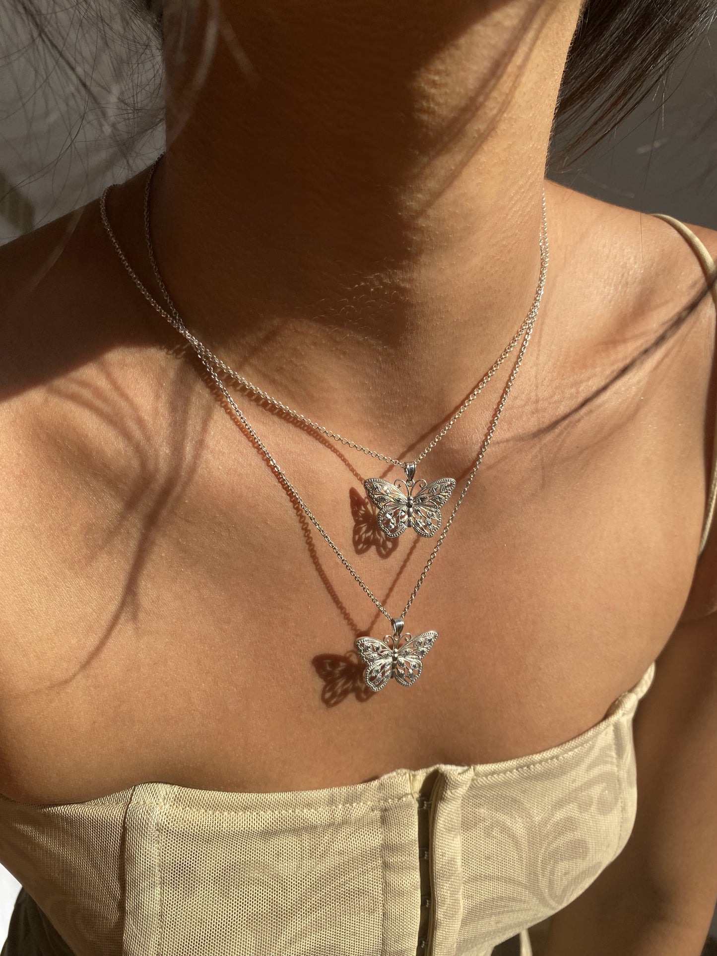 White Gold Butterfly Necklace