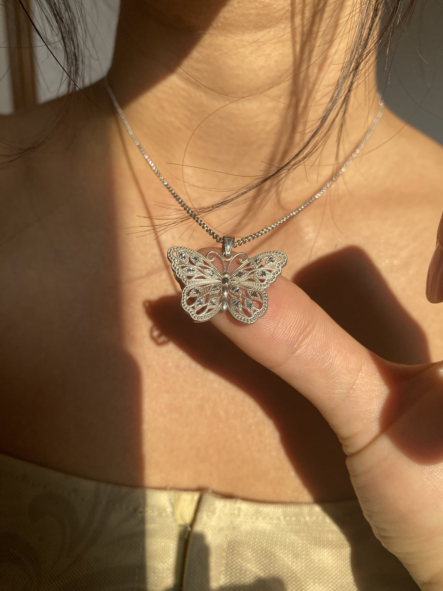 White Gold Butterfly Necklace