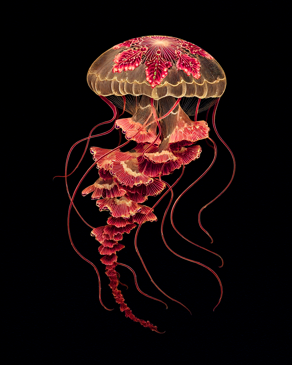 Stylized Jellyfish Art Print - 8"x10" Artwork for 12"x14" Frame