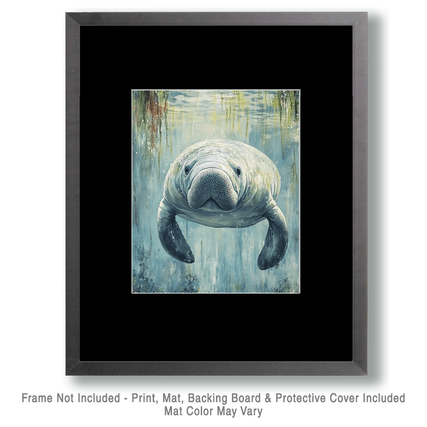 Manatee - Wall Art Print - Ocean Seaside Beachcore - 8"x10" Artwork - 11"x14" Matte