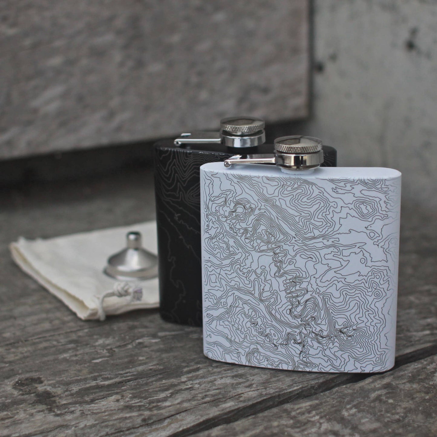 Long Beach Island NJ Map Hip Flask in Matte White