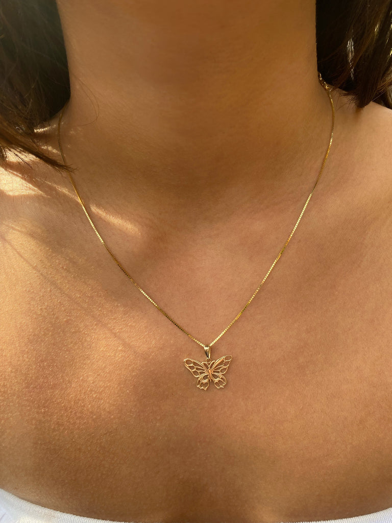 Gold Filigree Butterfly Necklace