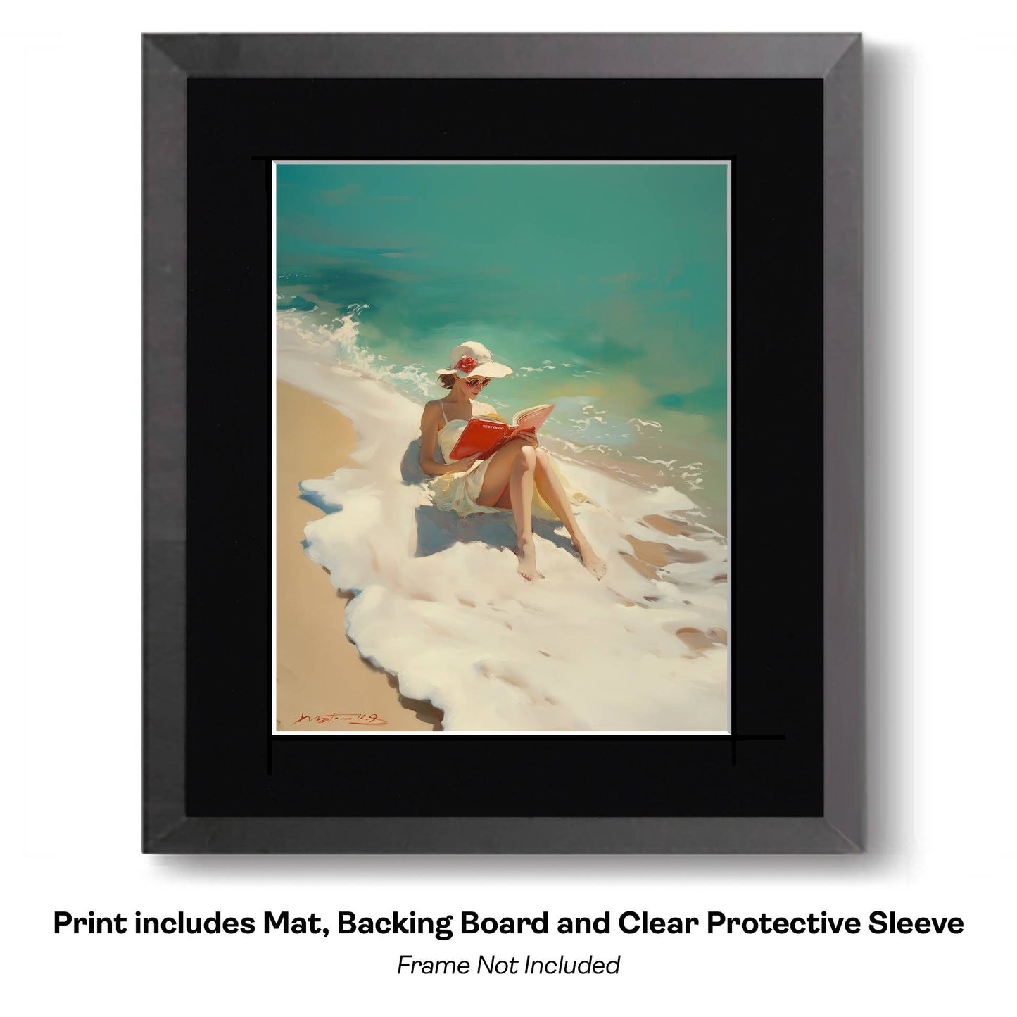 Oblivious Reader at the Beach 8”x10” Art Print