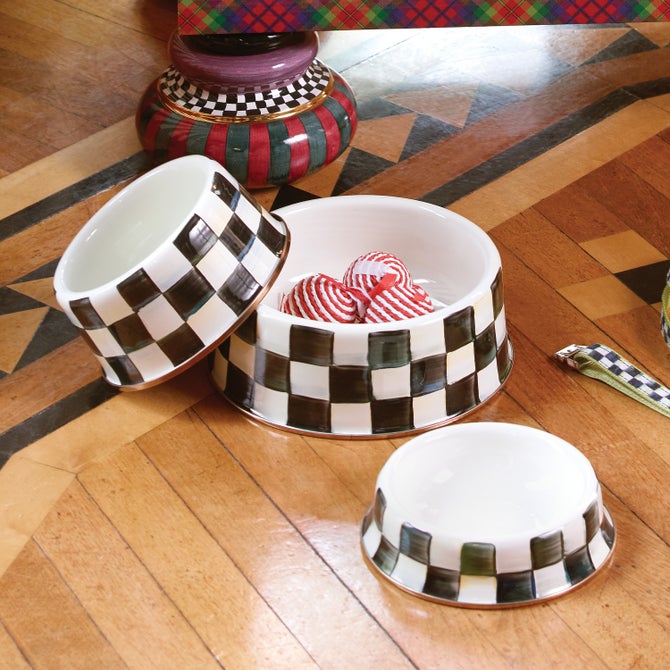 Courtly Check Enamel Pet Dish Large