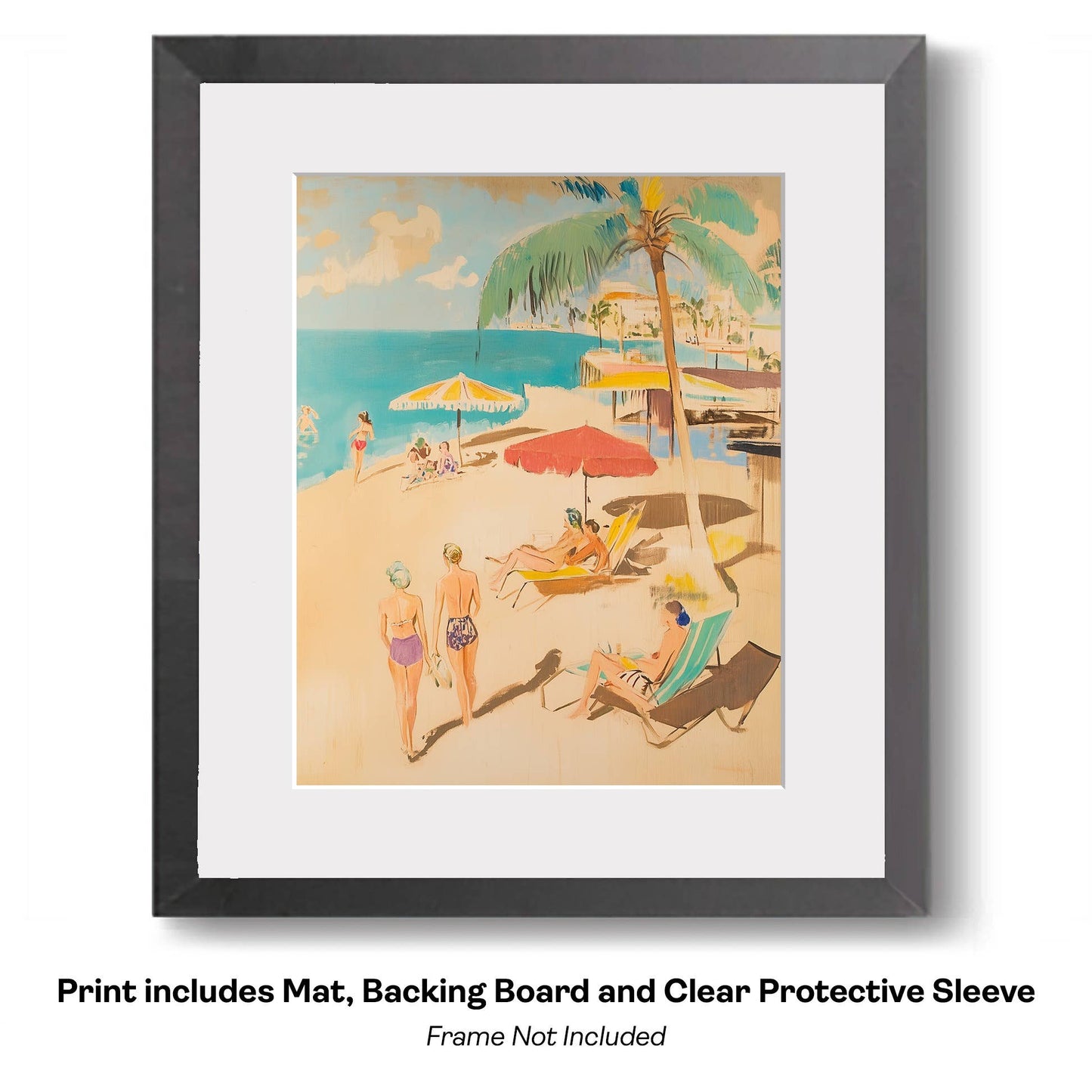 1950's French Riviera Beach 8”x10” Art Print