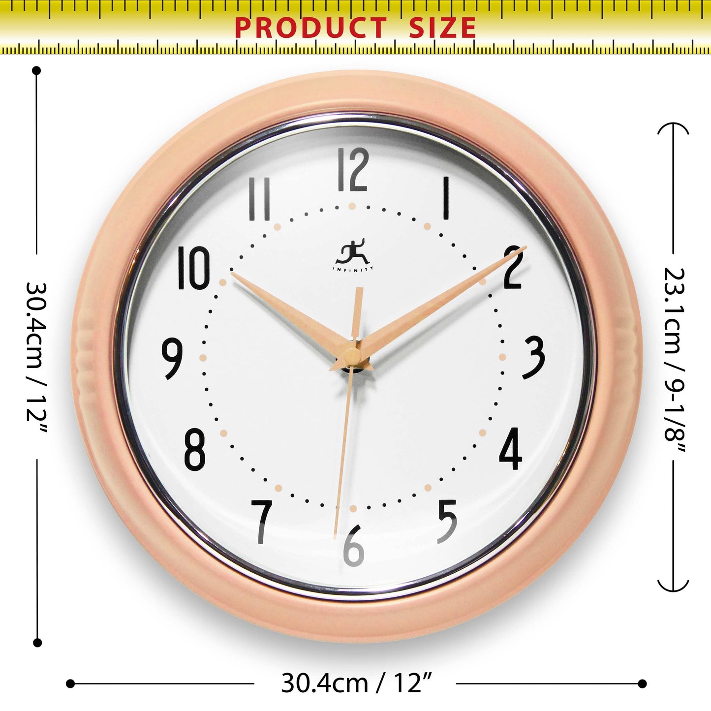 Retro Round Peach Fuzz Indoor Wall Clock 9.5 Inch