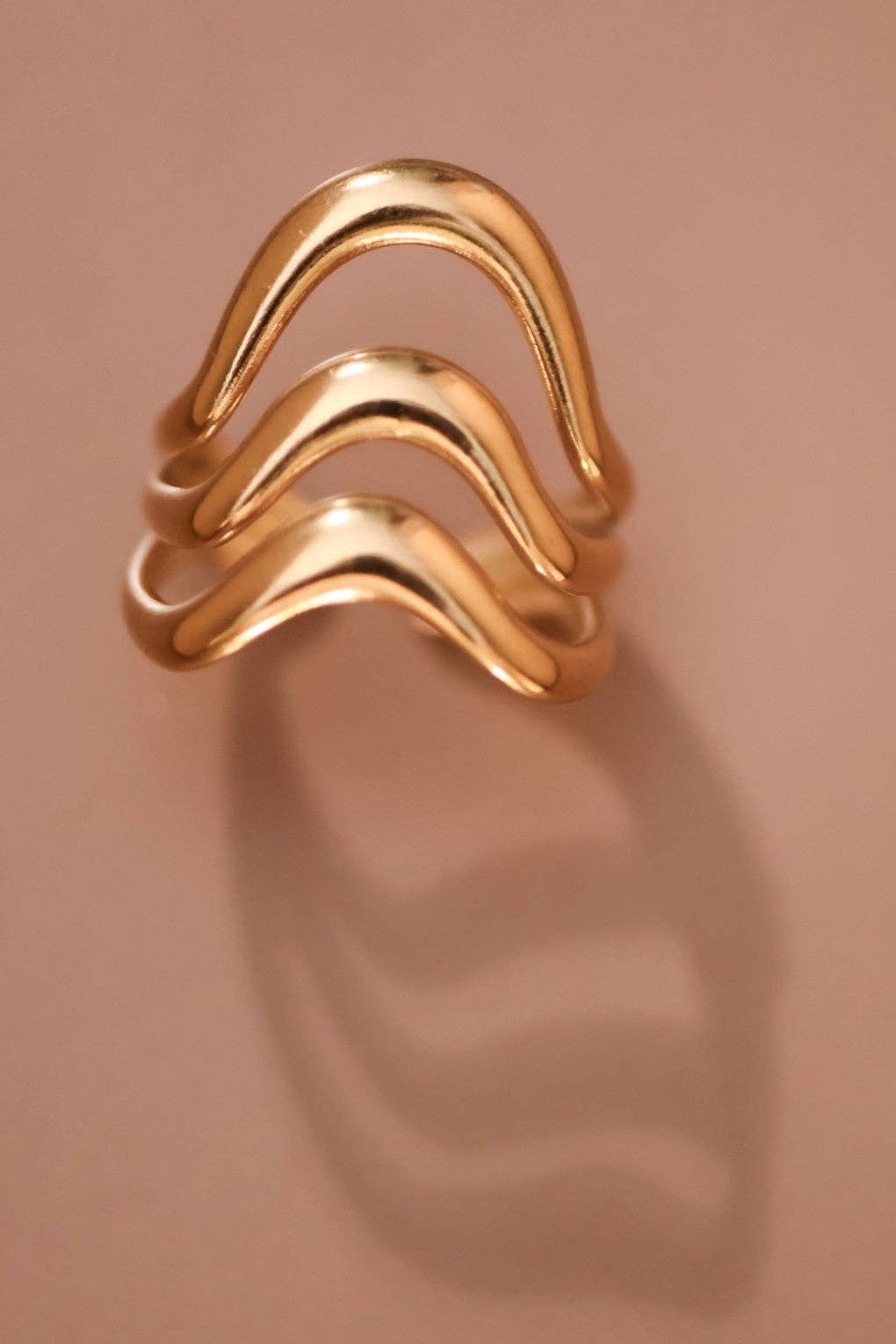 18K Gold Plated Waterproof Stainless Steel Ring - 7855