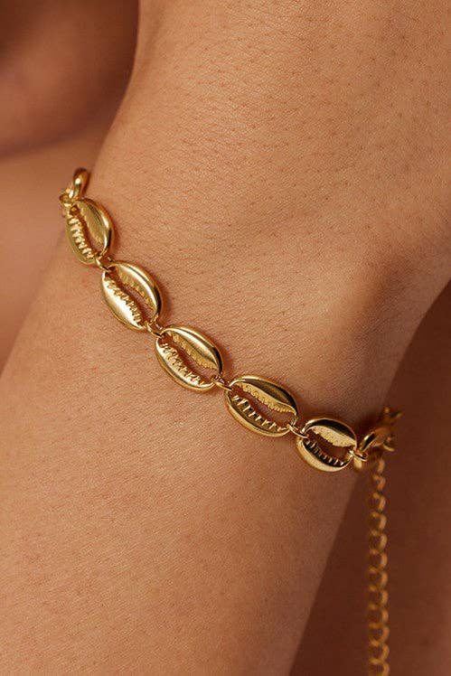 18K Gold Plated Stainless Steel Cowrie Shell Bracelet - 7180