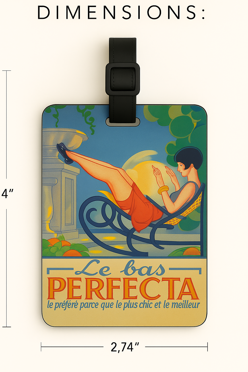 Vegan Leather Luggage Tags: Vintage Poster Art