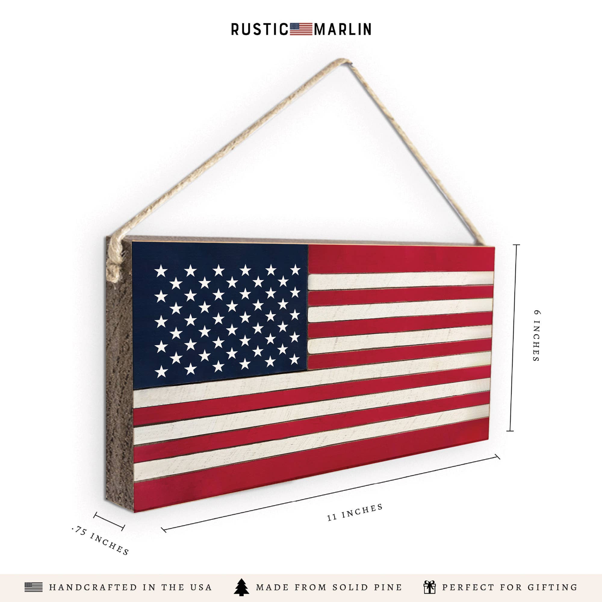 American Flag Twine Sign