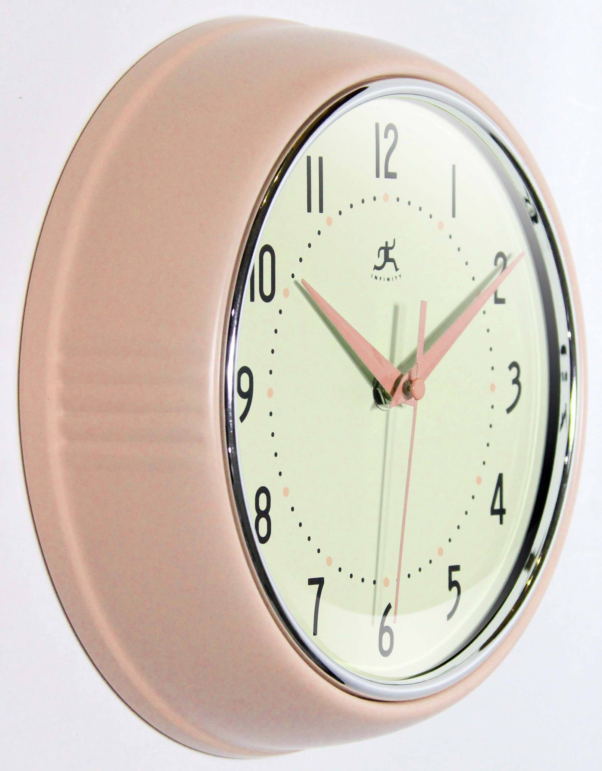 Retro Round Pink Indoor Wall Clock 9.5 Inch