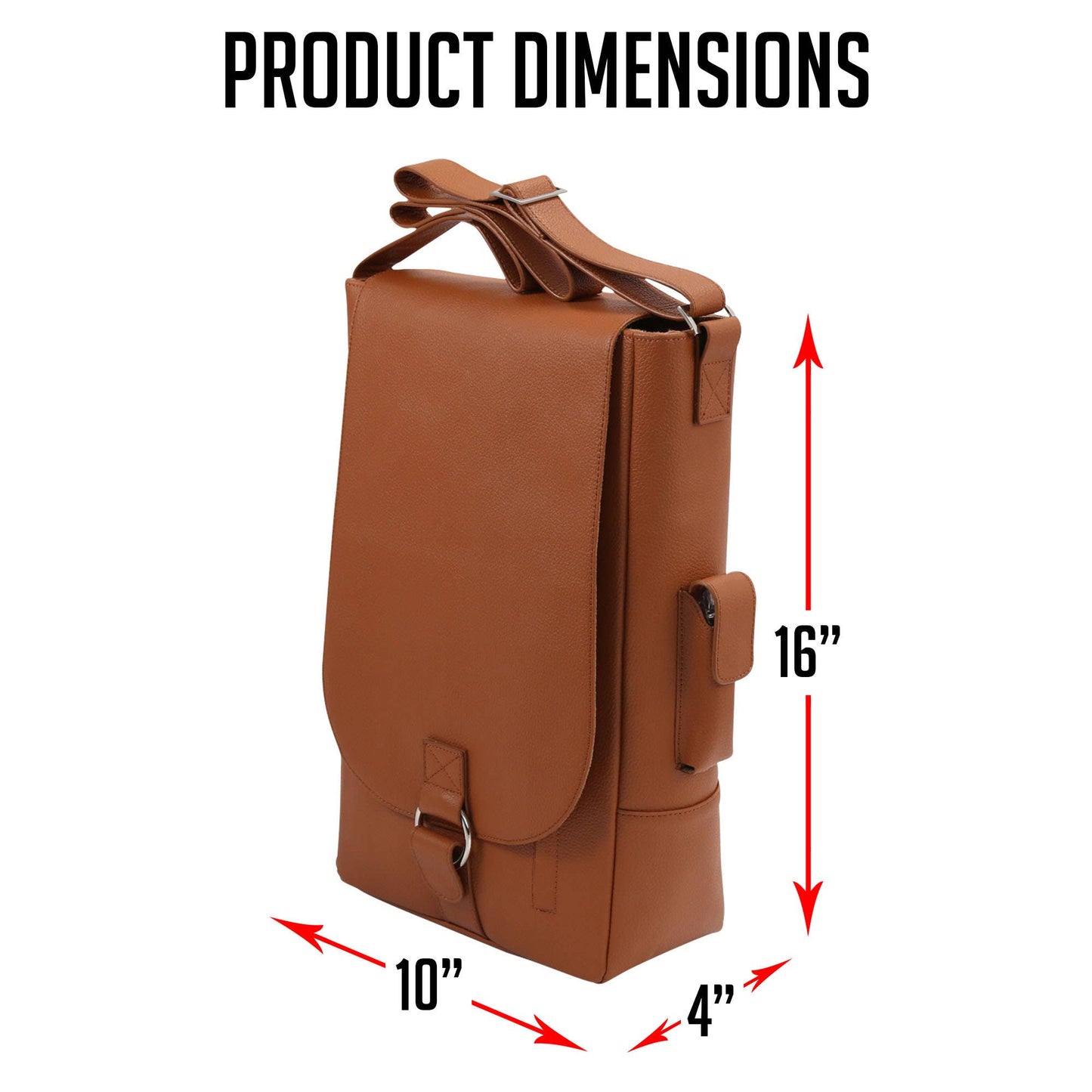Vino2 Two Bottle Leather Wine Tote Messenger Carrier