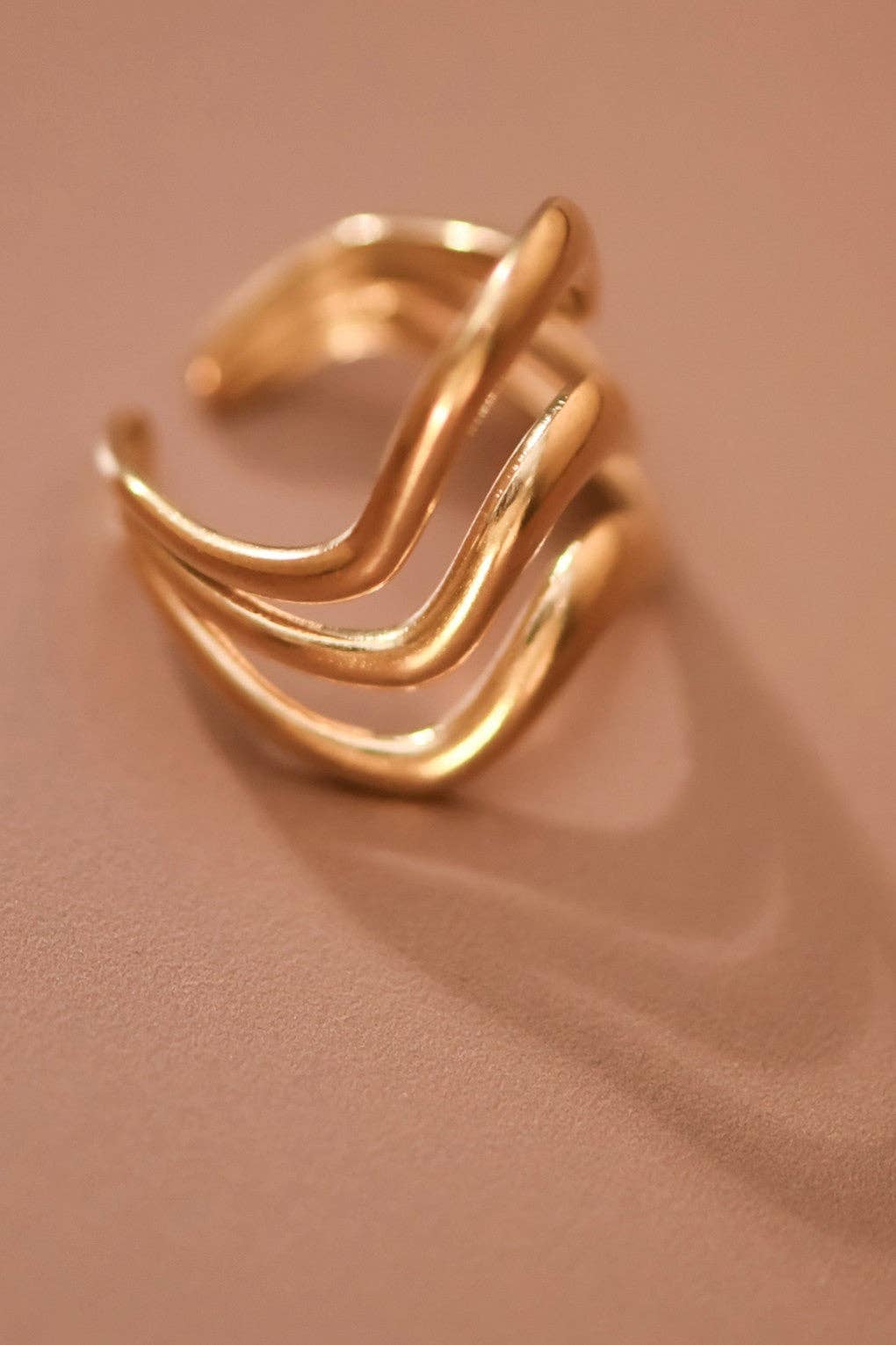 18K Gold Plated Waterproof Stainless Steel Ring - 7855