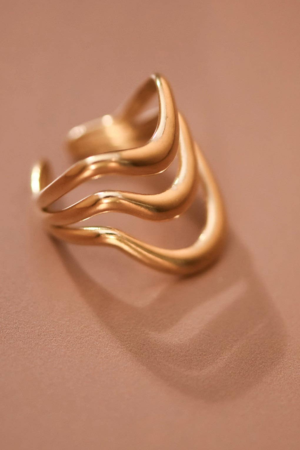 18K Gold Plated Waterproof Stainless Steel Ring - 7855