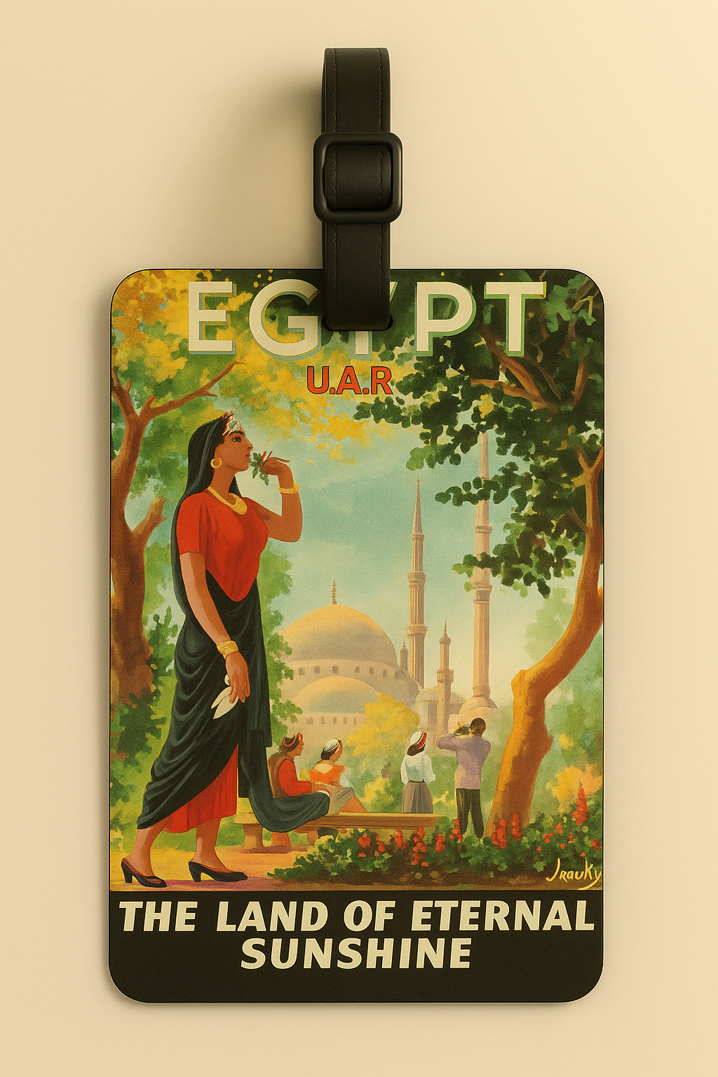 Vegan Leather Luggage Tags: Vintage Poster Art