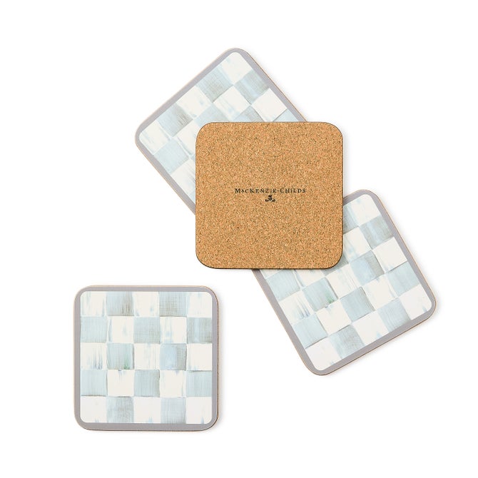 Sterling Check Cork Back Coasters