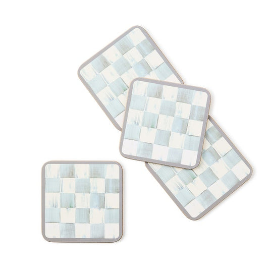 Sterling Check Cork Back Coasters