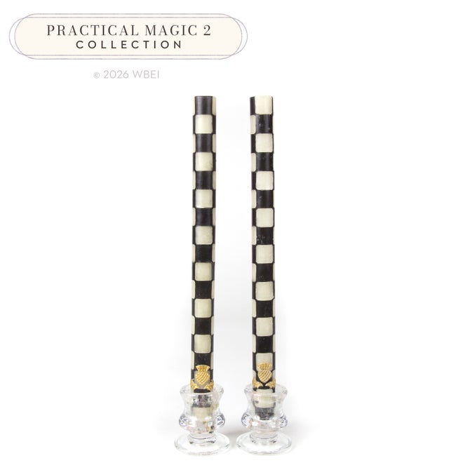 Check Black & Ivory Dinner Candles