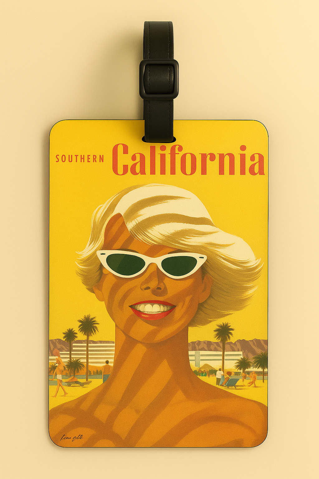 Vegan Leather Luggage Tags: Vintage Poster Art