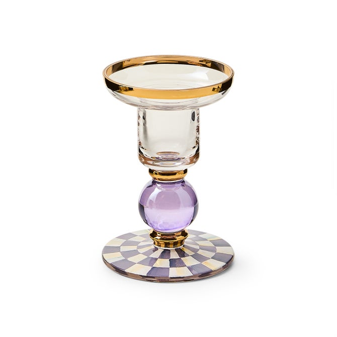 Violet Check Small Candlestick - Small