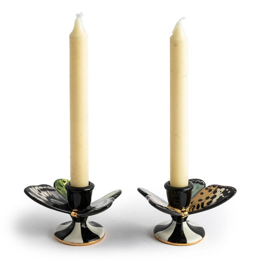 Butterfly Toile Candle Holders, Set of 2