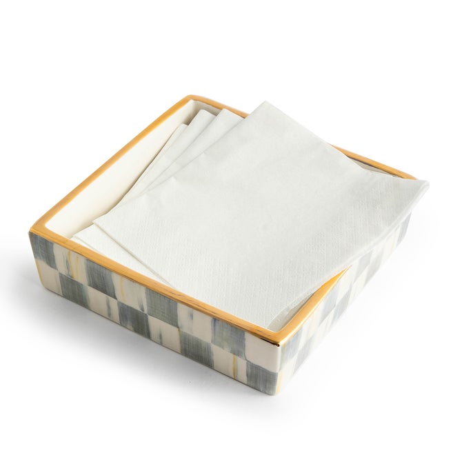 Sterling Check Cocktail Napkin Holder