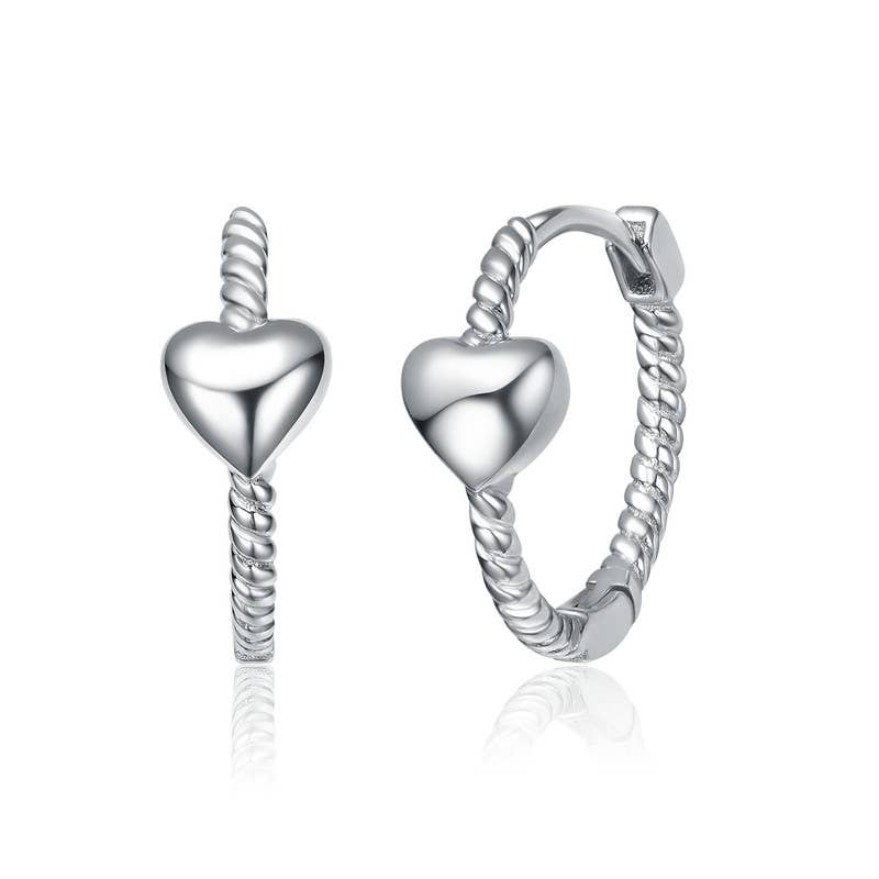 Sterling Silver White Gold Plated Hoop Earrings