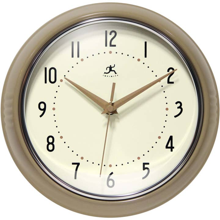 Retro Round Clock - Taupe